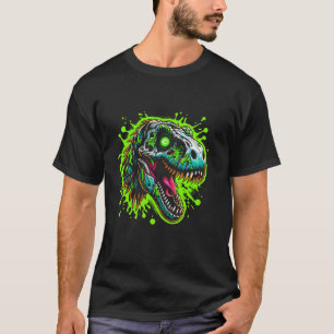 Zombie Raptor Dark Halloween Horror Skeleton Creep T-Shirt