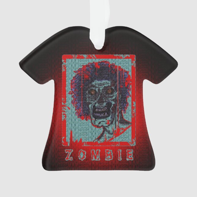 Zombie-Red & Blue Distressed Ornament (Front)
