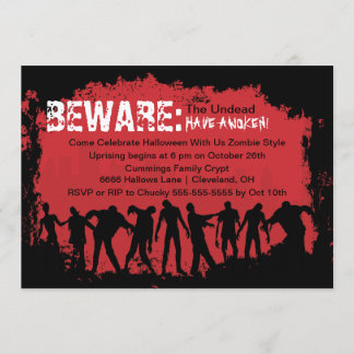 Zombie Red Halloween Party Invitation