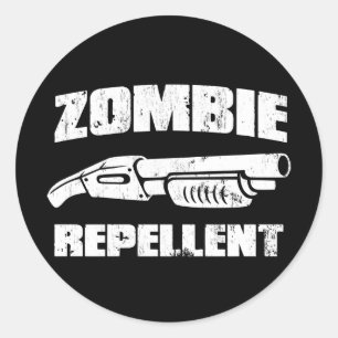 zombie repellent - the shotgun classic round sticker