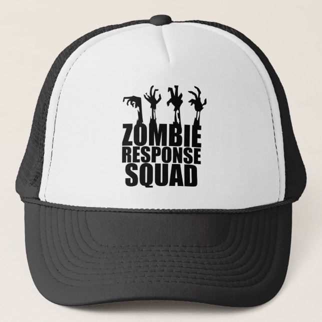 Zombie Response Squad Scary Arms Reaching Up Trucker Hat (Front)
