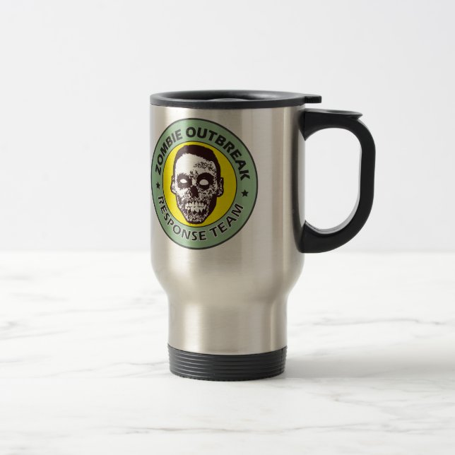 zombie response team, zombie face travel mug (Right)