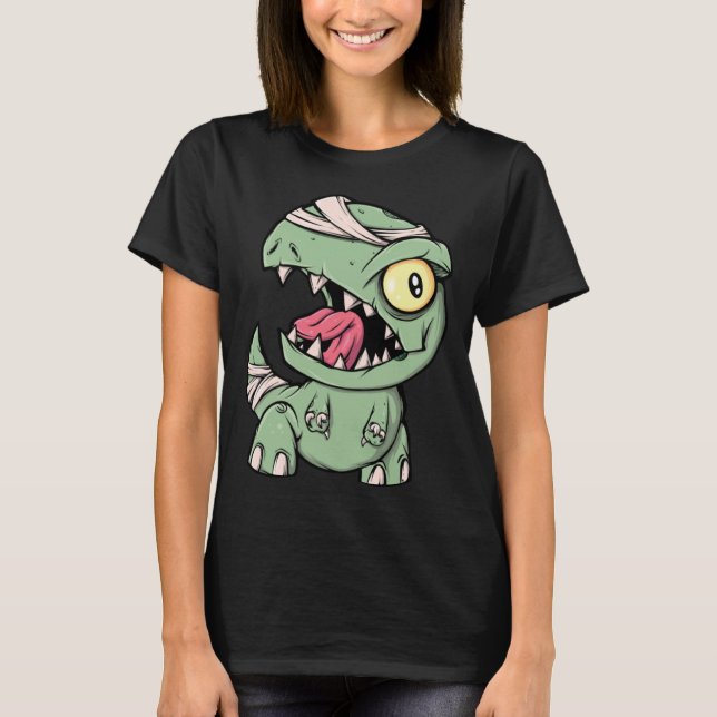 Zombie Rex Dinosaur  For Boys Mummy Halloween T-Shirt (Front)