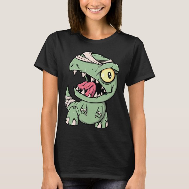 Zombie Rex Dinosaur  For Boys Mummy Halloween T-Shirt (Front)