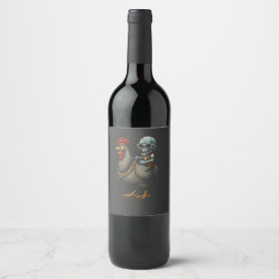 Zombie Rider Chicken – Crazy Coffee Mug Wine Label