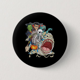 Zombie Riding Mummy Shark Vampire Halloween Pumpki 6 Cm Round Badge