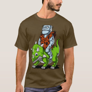 Zombie Riding Triceratops Dinosaur T-Shirt