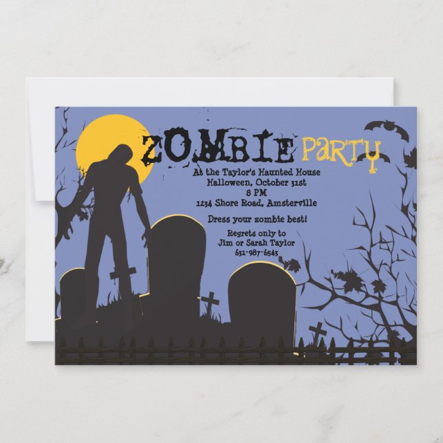 Zombie Rises Halloween Party Invitation (Front)