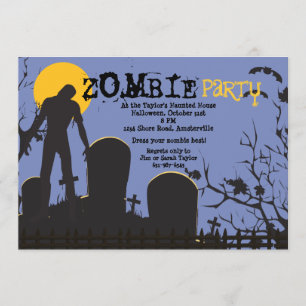 Zombie Rises Halloween Party Invitation