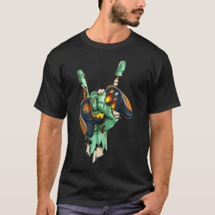 Zombie Rock Hand Holding Monster Gaming Controller T-Shirt