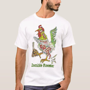 Zombie Rooster Chicken Halloween Art T-Shirt