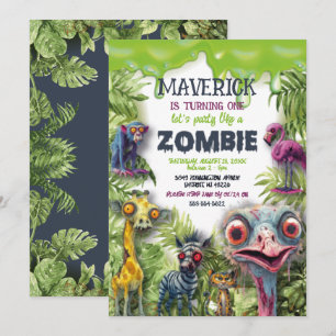 Zombie Safari Animals Birthday  Invitation