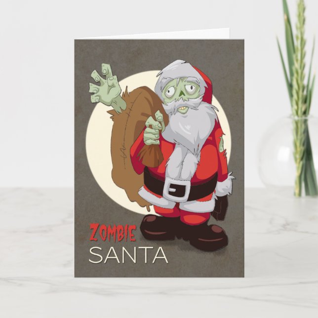 Zombie Santa Brings Presents for Christmas Holiday Card (Front)