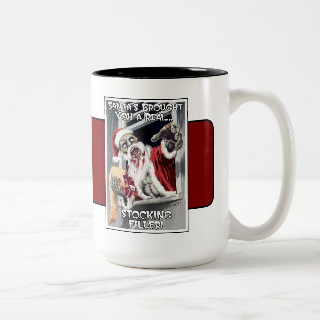 Zombie Santa Christmas Horror Two-Tone Coffee Mug (Right)