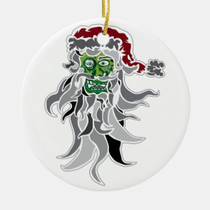 Zombie Santa Claus Ceramic Tree Decoration
