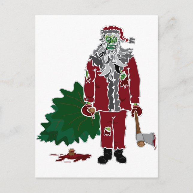 Zombie Santa Claus Holiday Postcard (Front)