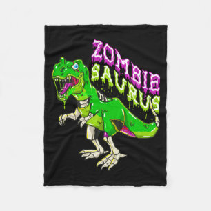 Zombie Saurus Halloween Dinosaur T Rex Zombie Boys Fleece Blanket