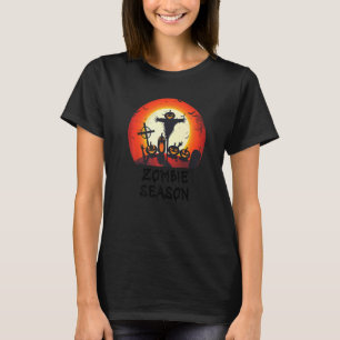 Zombie Season Moonlit Scary Graveyard Kids Boys A T-Shirt