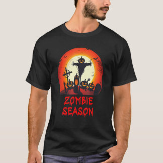 Zombie Season Moonlit Scary Graveyard   Kids Boys  T-Shirt