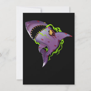 Zombie Shark - Cool Scary Illustration Invitation