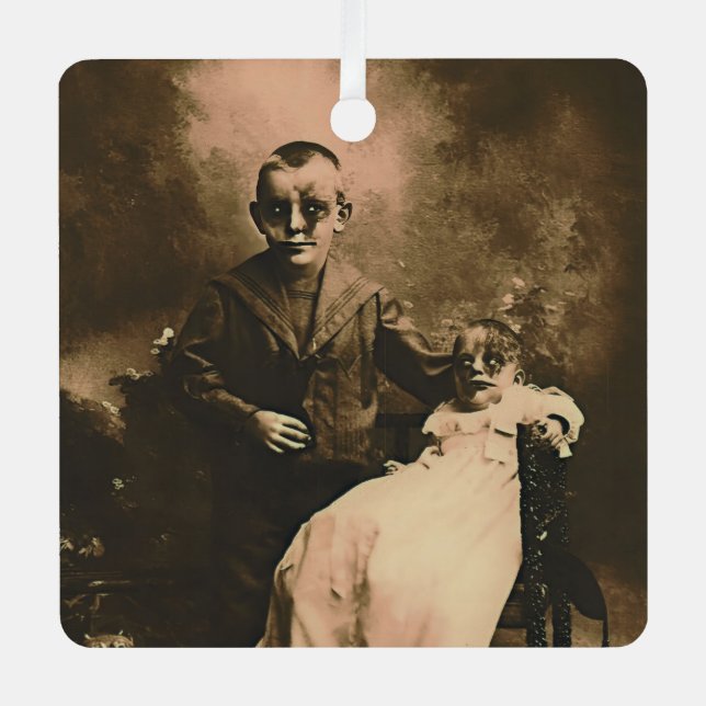 Zombie Siblings  Metal Tree Decoration (Front)