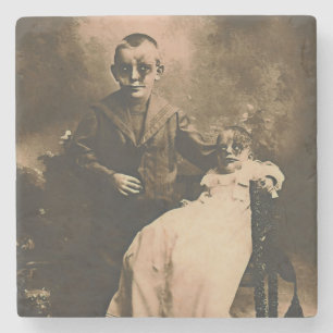 Zombie Siblings  Stone Coaster