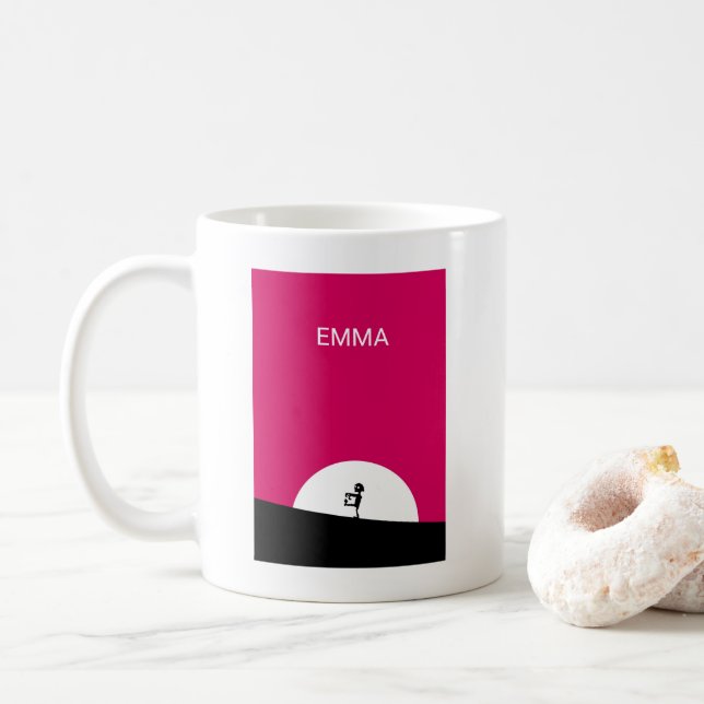 Zombie Silhouette with Full Moon Personalised Coffee Mug (With Donut)