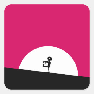 Zombie Silhouette with Full Moon Square Sticker
