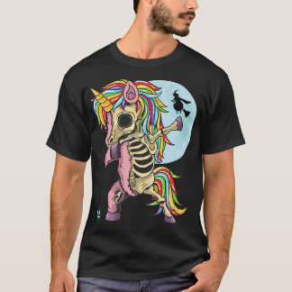 Zombie Skeleton Dabbing Unicorn Halloween T-Shirt