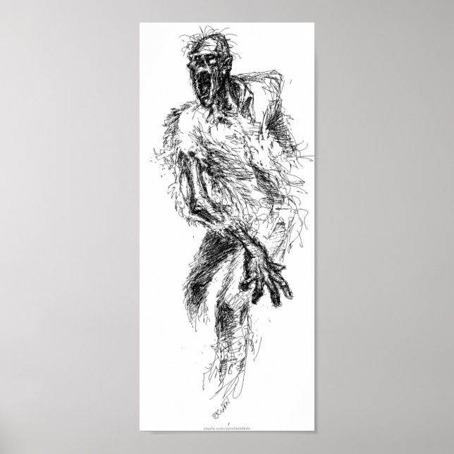 Zombie Sketch Poster Print (Front)