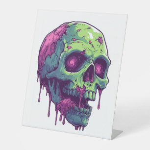 Zombie Skull Apocalypse Pedestal Sign