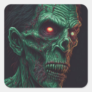 Zombie Skull Scary Teeth Halloween Square Sticker
