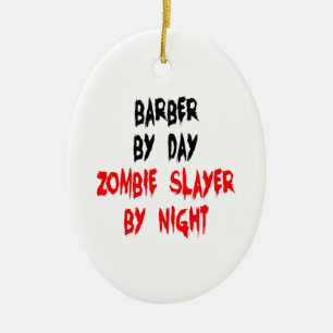 Zombie Slayer Barber Ceramic Tree Decoration