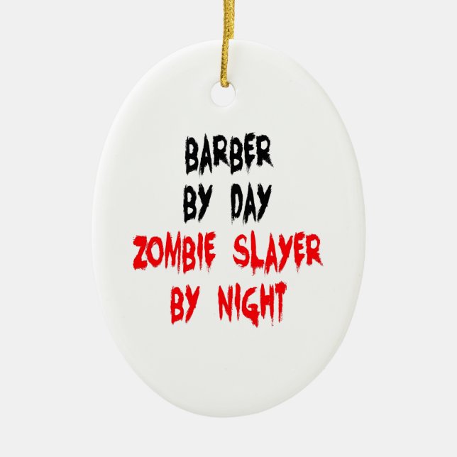 Zombie Slayer Barber Ceramic Tree Decoration (Front)
