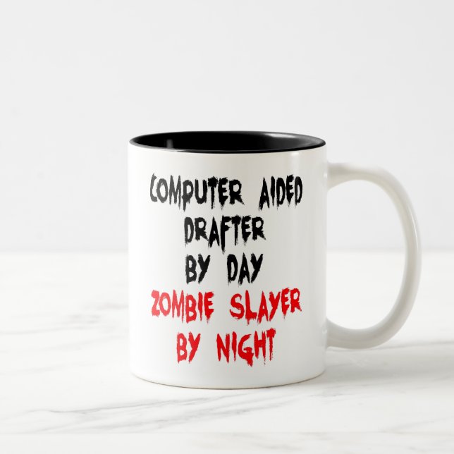 Zombie Slayer Computer Aided Drafter Two-Tone Coffee Mug (Right)