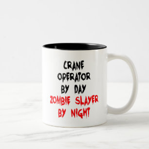 Zombie Slayer Crane Operator Two-Tone Coffee Mug