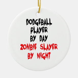 Zombie Slayer Dodgeball Player Ceramic Tree Decoration