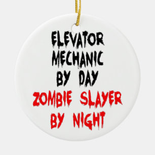 Zombie Slayer Elevator Mechanic Ceramic Tree Decoration