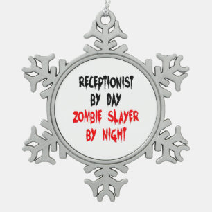 Zombie Slayer Receptionist Snowflake Pewter Christmas Ornament