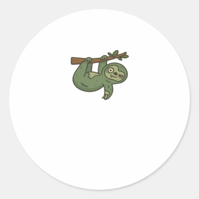 Zombie Sloth Classic T-Shirt Classic Round Sticker (Front)