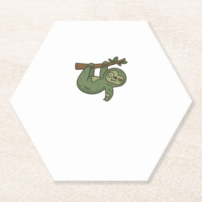 Zombie Sloth Classic T-Shirt Paper Coaster (Front)