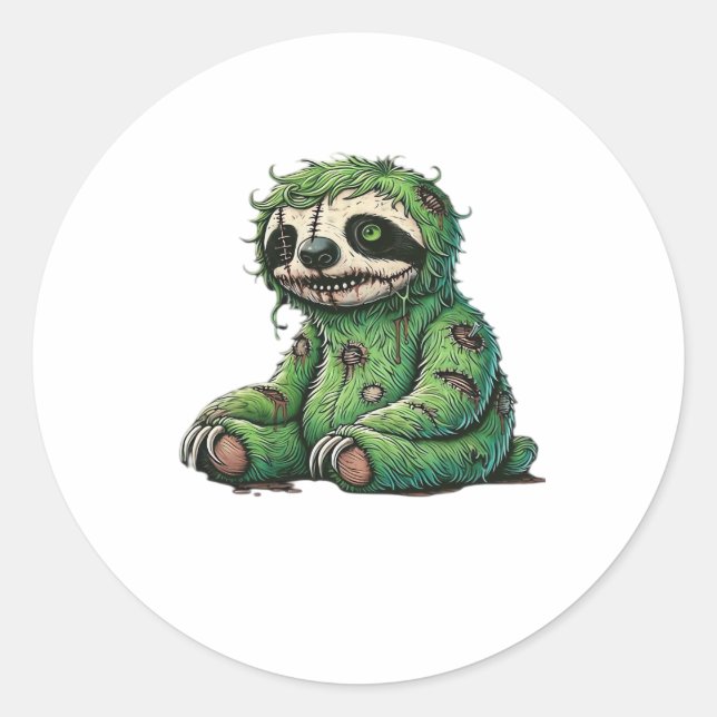 Zombie Sloth Halloween Zombie Sloth Zombie Lover C Classic Round Sticker (Front)