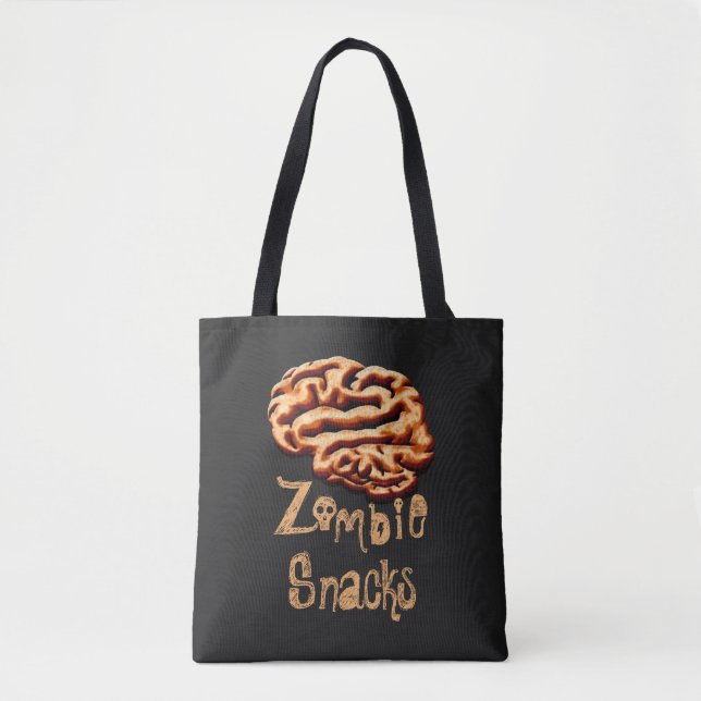 Zombie Snacks Brains Halloween Trick Or Treat Bag (Front)