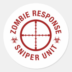 Zombie Sniper Classic Round Sticker