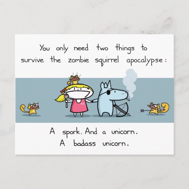 Zombie squirrel apocalypse postcard (Front)