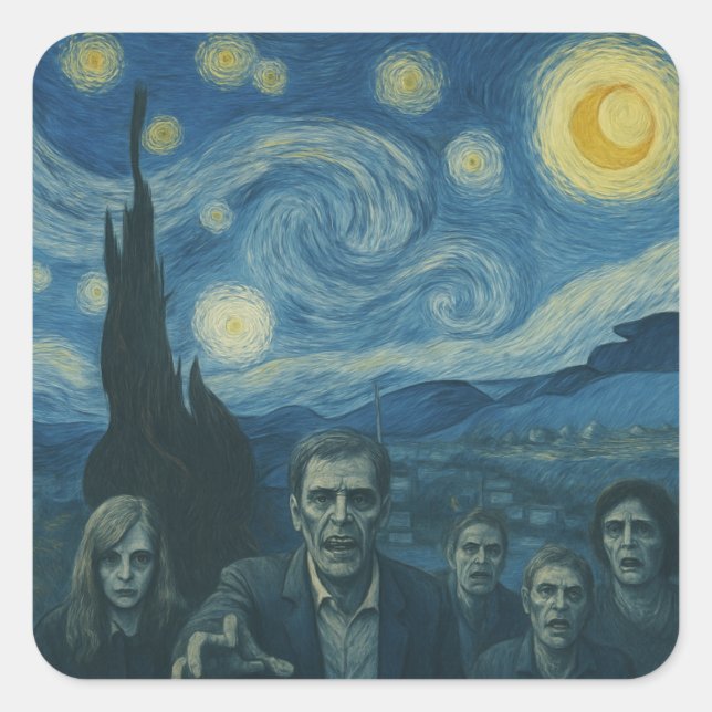 Zombie Starry Night Sticker (Front)