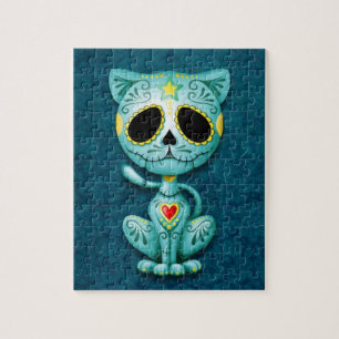 Zombie Sugar Kitten, blue Jigsaw Puzzle