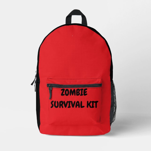 Zombie survival kit printed backpack (Front)