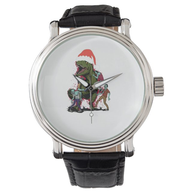 Zombie T-Rex Ugly Christmas Dinosaur Watch (Front)