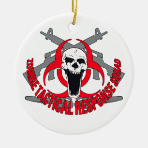 Zombie tactical red ceramic tree decoration